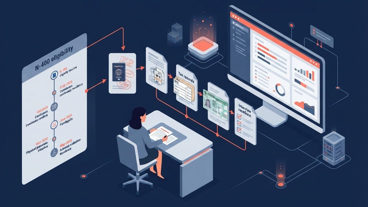 N-400 document checklist automation dashboard illustration